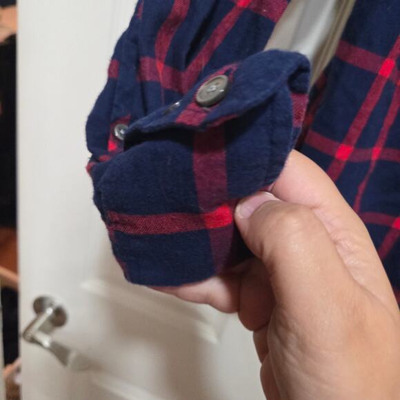 J.Crew Plaid Button Down Shirt Small Navy & Red Check Classic Fall Layering Top - Picture 7 of 8
